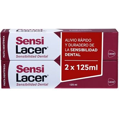 LACER SENSI Pasta Dentífrica Pack de 2 x 125 ml, Acción Desensibilizante, Efecto Rápido y Prolongado, Disminuye la Sensibilidad de los Dientes, Bajo Índice de Abrasividad LACER SENSI Pasta Dentífrica Pack de 2 x 125 ml, Acción Desensibilizante, Efecto Rápido y Prolongado, Disminuye la Sensibilidad de los Dientes, Bajo Índice de Abrasividad