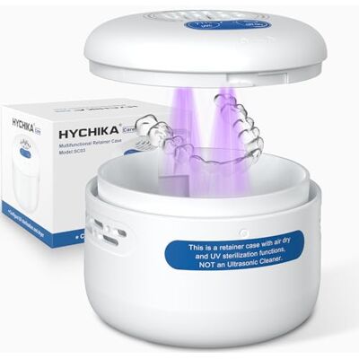 HYCHIKA BETTER TOOLS FOR BETTER LIFE Estuche UV para Prótesis Dentales con Secado por Aire Forzado y Esterilización UV. Ideal para Retenedores, Dentaduras Postizas y Prótesis Dentales,(NO es una máquina de limpieza),Blancas HYCHIKA BETTER TOOLS FOR BETTER LIFE Estuche UV para Prótesis Dentales con Secado por Aire Forzado y Esterilización UV. Ideal para Retenedores, Dentaduras Postizas y Prótesis Dentales,(NO es una máquina de limpieza),Blancas
