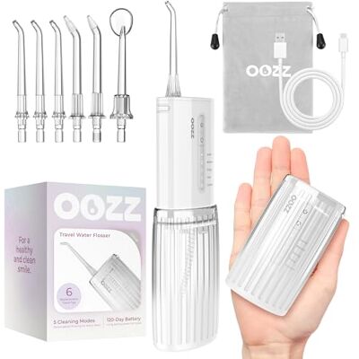 OOZZ Irrigador bucal de viaje, irrigador oral de bolsillo inalámbrico, 5 modos de presión, 6 puntas de chorro, diseño compacto recargable por USB (Nube) OOZZ Irrigador bucal de viaje, irrigador oral de bolsillo inalámbrico, 5 modos de presión, 6 puntas de chorro, diseño compacto recargable por USB (Nube)