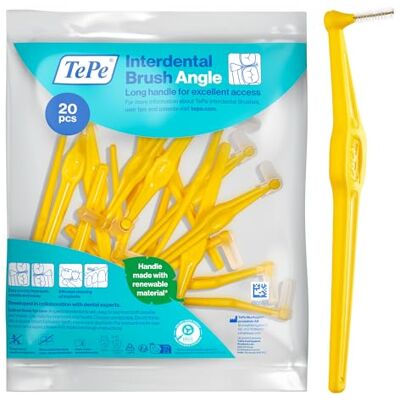 TePe Cepillo interdental Angulado, amarillo, 0,7 mm/ISO 4, 20 ud., eliminación de placa, limpieza interdental fácil y eficiente, hilo dental para espacios reducidos TePe Cepillo interdental Angulado, amarillo, 0,7 mm/ISO 4, 20 ud., eliminación de placa, limpieza interdental fácil y eficiente, hilo dental para espacios reducidos