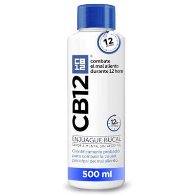 CB12 Enjuague Bucal para Halitosis Combate el Mal Aliento Durante 12 Horas – Colutorio Sabor Menta y Sin Alcohol Probado Científicamente 500 ml CB12 Enjuague Bucal para Halitosis Combate el Mal Aliento Durante 12 Horas – Colutorio Sabor Menta y Sin Alcohol Probado Científicamente 500 ml