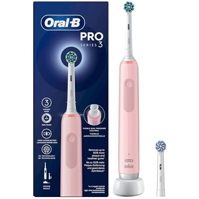 Oral-B Pro Series 3 Cepillo de Dientes Eléctrico con Mango Recargable y 2 Cabezales, Diseñado por Braun Rosa Oral-B Pro Series 3 Cepillo de Dientes Eléctrico con Mango Recargable y 2 Cabezales, Diseñado por Braun Rosa