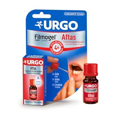 Urgo Aftas Filmogel Tratamiento para llagas y heridas bucales 6 ml Tratamiento líquido que crea una barrera protectora sobre llagas y pequeñas heridas de la boca. Urgo Aftas Filmogel Tratamiento para llagas y heridas bucales 6 ml Tratamiento líquido que crea una barrera protectora sobre llagas y pequeñas heridas de la boca.