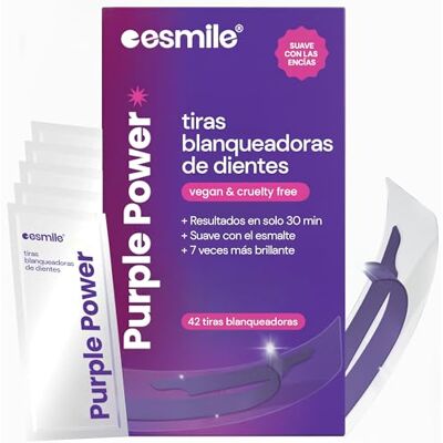 Esmile Tiras Blanqueadoras Dientes Morado – 21 Tratamientos Aclaramiento Instantáneo Sin Peróxido Neutraliza el Amarillo e ilumina la Sonrisa (42) Esmile Tiras Blanqueadoras Dientes Morado – 21 Tratamientos Aclaramiento Instantáneo Sin Peróxido Neutraliza el Amarillo e ilumina la Sonrisa (42)