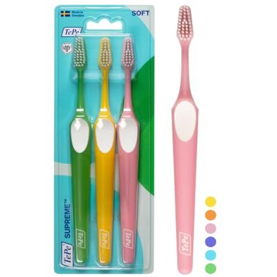TePe Cepillo de Dientes Supreme, Suave, Colores Surtidos, 3 ud. TePe Cepillo de Dientes Supreme, Suave, Colores Surtidos, 3 ud.