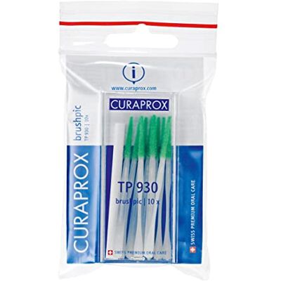 Curaprox TP 930, Brushpic, Paquete De 10, Blanco, Fabricado En Suiza Curaprox TP 930, Brushpic, Paquete De 10, Blanco, Fabricado En Suiza