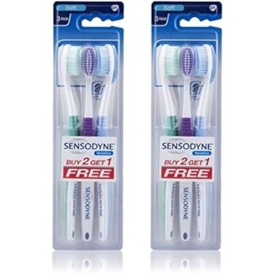 Sensodyne Cepillo de dientes sensible, dientes suaves y sensibles, 3 unidades (paquete de 2) Sensodyne Cepillo de dientes sensible, dientes suaves y sensibles, 3 unidades (paquete de 2)