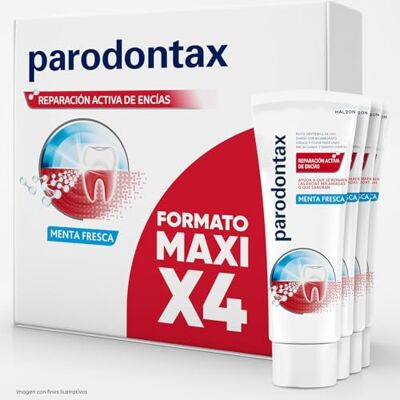 Parodontax Pastas de Dientes Reparación Activa de Encías Inflamadas Que Sangran, Sabor Menta Fresca, Pack 4x75 ml Parodontax Pastas de Dientes Reparación Activa de Encías Inflamadas Que Sangran, Sabor Menta Fresca, Pack 4x75 ml