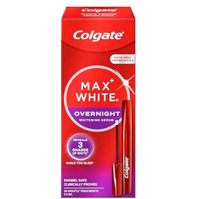 Colgate Max White Sérum Blanqueador Nocturno (2,5ml) Blanqueador de Dientes en Casa Revela 3 Tonos de Blanco* mientras Duermes Aplicador Nuevo y Mejorado Seguro para el Esmalte Colgate Max White Sérum Blanqueador Nocturno (2,5ml) Blanqueador de Dientes en Casa Revela 3 Tonos de Blanco* mientras Duermes Aplicador Nuevo y Mejorado Seguro para el Esmalte