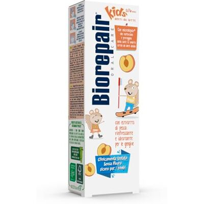 Biorepair ® Pasta de dientes para niños, 0-6 años, melocotón, pasta de dientes para niños sin flúor, sabor melocotón, anticaries, para encías saludables, 50 ml Biorepair ® Pasta de dientes para niños, 0-6 años, melocotón, pasta de dientes para niños sin flúor, sabor melocotón, anticaries, para encías saludables, 50 ml