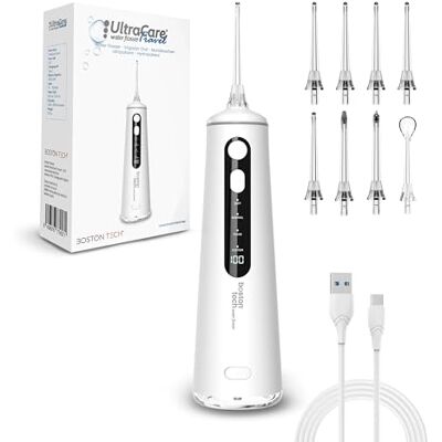 Boston Tech Aquapik Ultracare Travel Irrigador Bucal Portatil, Irrigador Dental Inalámbrico Profesional 8 Boquillas 4 Modos, IPX8 Impermeable 300ML USB-C Recargable Para Limpieza Dientes Boston Tech Aquapik Ultracare Travel Irrigador Bucal Portatil, Irrigador Dental Inalámbrico Profesional 8 Boquillas 4 Modos, IPX8 Impermeable 300ML USB-C Recargable Para Limpieza Dientes