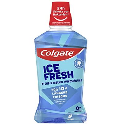 Colgate Enjuague bucal Ice Fresh 500 ml – para una frescura inmediata y duradera – Limpieza bucal y dental antibacteriana sin alcohol** para una protección óptima Colgate Enjuague bucal Ice Fresh 500 ml – para una frescura inmediata y duradera – Limpieza bucal y dental antibacteriana sin alcohol** para una protección óptima