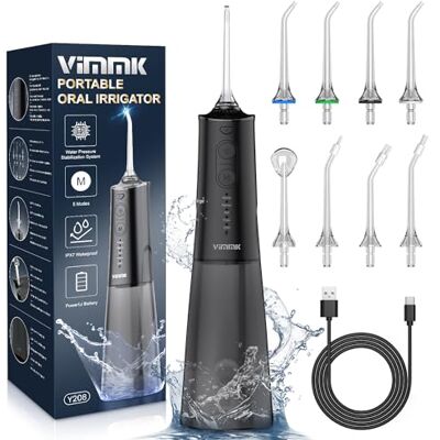 Vimmk Irrigador oral inalámbrico, hidropulsor dental de agua con irrigador oral dental recargable impermeable IPX7 para viajes a casa (negro) Vimmk Irrigador oral inalámbrico, hidropulsor dental de agua con irrigador oral dental recargable impermeable IPX7 para viajes a casa (negro)