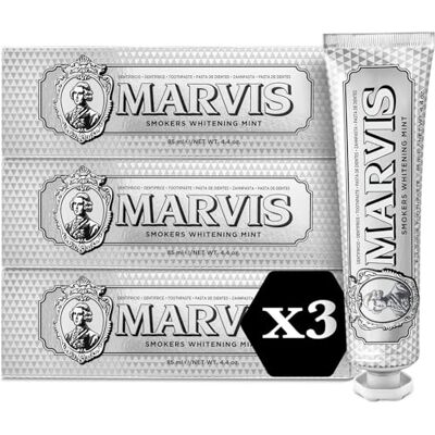 Marvis Smokers Pasta dentífrica Blanqueadora Menta 3 × 85 ml Pasta dentífrica Blanqueadora Promueve un blanqueamiento dental natural, la pasta de dientes elimina la placa y aporta frescura duradera Marvis Smokers Pasta dentífrica Blanqueadora Menta 3 × 85 ml Pasta dentífrica Blanqueadora Promueve un blanqueamiento dental natural, la pasta de dientes elimina la placa y aporta frescura duradera