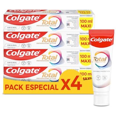 Colgate Total Prevención Activa Pasta de Dientes Pack 4 x 100ml Ayuda con Problemas de Encías, Placa, Sarro, Sensibilidad, Erosión del Esmalte, Manchas Superficiales, Mal Aliento y Caries Colgate Total Prevención Activa Pasta de Dientes Pack 4 x 100ml Ayuda con Problemas de Encías, Placa, Sarro, Sensibilidad, Erosión del Esmalte, Manchas Superficiales, Mal Aliento y Caries