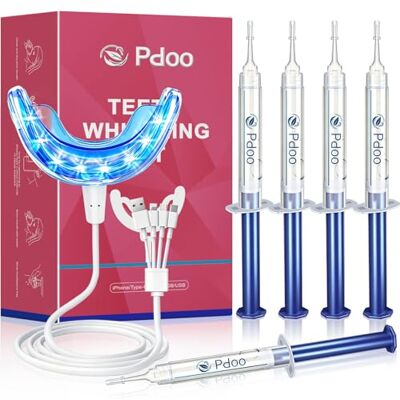 Pdoo Lápiz Blanqueador Dental + Kit de Blanqueamiento con Férulas Inalámbricas Eliminación Eficaz de Manchas de Café/Té 5 Lápices Anti-sensibilidad Teeth Whitening sin Dolor y Seguro para el Esmalte Pdoo Lápiz Blanqueador Dental + Kit de Blanqueamiento con Férulas Inalámbricas Eliminación Eficaz de Manchas de Café/Té 5 Lápices Anti-sensibilidad Teeth Whitening sin Dolor y Seguro para el Esmalte