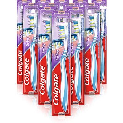 Colgate Cepillo de dientes ZigZag Soft, paquete de doce unidades, cepillo de dientes con cerdas suaves para limpiar entre los dientes Paquete de 12 Colgate Cepillo de dientes ZigZag Soft, paquete de doce unidades, cepillo de dientes con cerdas suaves para limpiar entre los dientes Paquete de 12
