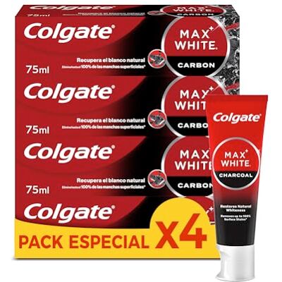 Colgate Max White Charcoal Toothpaste 4 x 75 ml Toothpaste with Activated Carbon Colgate Max White Charcoal Toothpaste 4 x 75 ml Toothpaste with Activated Carbon
