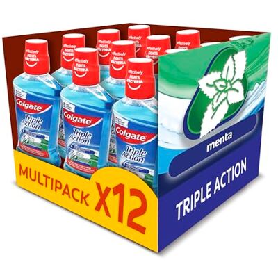 Colgate Enjuague Bucal Triple Action Antibacteriano, Pack 12 Uds x 500 ml Colgate Enjuague Bucal Triple Action Antibacteriano, Pack 12 Uds x 500 ml