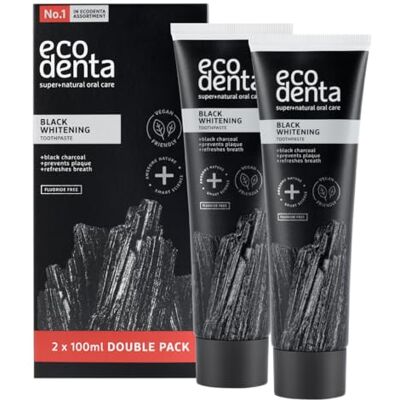ECODENTA Pasta de dientes de carbón activado, dientes blancos, sin flúor, 2 unidades, carbón negro, pasta de dientes blanqueadora I Black Activated Charcoal Teeth Teeth Toothpaste 2 x 100 ml ECODENTA Pasta de dientes de carbón activado, dientes blancos, sin flúor, 2 unidades, carbón negro, pasta de dientes blanqueadora I Black Activated Charcoal Teeth Teeth Toothpaste 2 x 100 ml