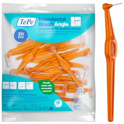 TePe Cepillo interdental Angulado, naranja, 0,45 mm/ISO 1, 20 ud., limpieza interdental, eliminación de placa dental con espacios estrechos, garantiza unas encías fuertes TePe Cepillo interdental Angulado, naranja, 0,45 mm/ISO 1, 20 ud., limpieza interdental, eliminación de placa dental con espacios estrechos, garantiza unas encías fuertes
