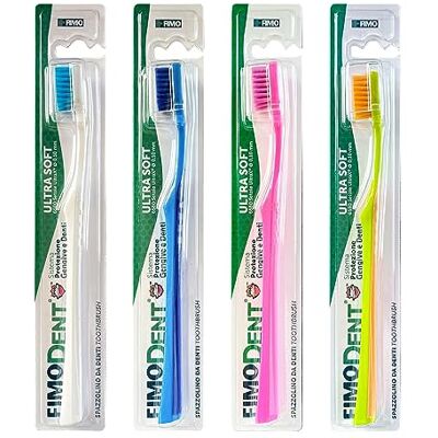 Fimodent Ultra Soft 4 Cepillos Dentales con Sistema de Protección de Encías y Dientes Con 6580 Filamentos UltraX con Encías Ultra Suaves y Dureza de Esmalte (Colores Surtidos) Fimodent Ultra Soft 4 Cepillos Dentales con Sistema de Protección de Encías y Dientes Con 6580 Filamentos UltraX con Encías Ultra Suaves y Dureza de Esmalte (Colores Surtidos)