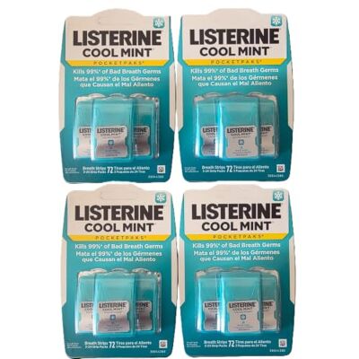 Listerine de bolsillo. Tiras para el aliento sabor menta fresca – pack de 12 unidades, cada unidad (caja) contiene 24 tiras (en total 288 unidades) Listerine de bolsillo. Tiras para el aliento sabor menta fresca – pack de 12 unidades, cada unidad (caja) contiene 24 tiras (en total 288 unidades)
