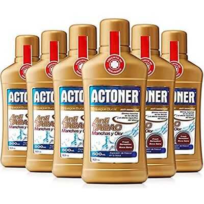 TULIPAN NEGRO Actoner Enjuague Bucal Anti-Tabac Pack 6 Unidades, Colutorio Refrescante que Combate el Mal Aliento del Tabaco, 500 ml TULIPAN NEGRO Actoner Enjuague Bucal Anti-Tabac Pack 6 Unidades, Colutorio Refrescante que Combate el Mal Aliento del Tabaco, 500 ml
