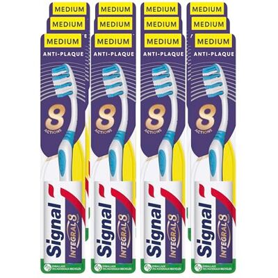 Signal Cepillo de dientes integral 8 cuidado completo, acción antiplaca, limpieza interdental, prevención de las caries, paquete de 12 Signal Cepillo de dientes integral 8 cuidado completo, acción antiplaca, limpieza interdental, prevención de las caries, paquete de 12