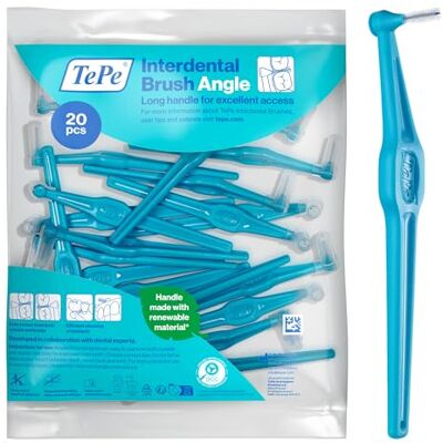 TePe Cepillo interdental Angulado, azul, 0,6 mm/ISO 3, 20 ud., eliminación de placa, limpieza interdental fácil y eficiente, hilo dental para espacios reducidos TePe Cepillo interdental Angulado, azul, 0,6 mm/ISO 3, 20 ud., eliminación de placa, limpieza interdental fácil y eficiente, hilo dental para espacios reducidos