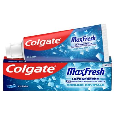 Colgate T Paste 75ml Max Fresh Azul Pasta de dientes con flúor Fresh Breath, UltraFreeze 10 veces más duradera refrescante*, ráfaga instantánea de frescura Colgate T Paste 75ml Max Fresh Azul Pasta de dientes con flúor Fresh Breath, UltraFreeze 10 veces más duradera refrescante*, ráfaga instantánea de frescura