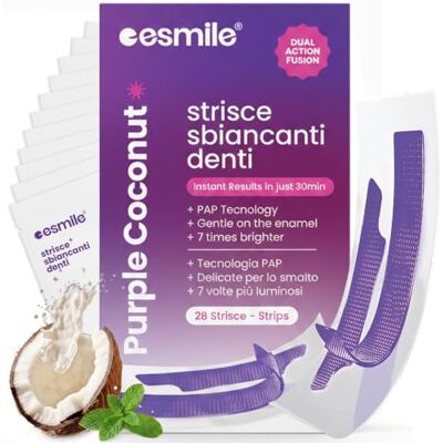 Esmile – Tiras Blanqueadoras Dentales Profesionales Violeta Sabor Coco – 28 Tiras Blanqueadoras V34 con efecto inmediato Esmile – Tiras Blanqueadoras Dentales Profesionales Violeta Sabor Coco – 28 Tiras Blanqueadoras V34 con efecto inmediato