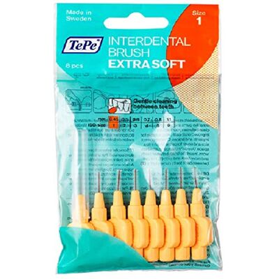TePe Cepillo interdental, extra suave, 0,45 mm, juego de 16, naranja claro TePe Cepillo interdental, extra suave, 0,45 mm, juego de 16, naranja claro