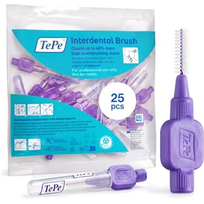 TePe Purple Interdental Brush 1.1mm 25 Pack by Cepillos dentales reutilizables entre los dientes; cepillos codificados por colores en una gama de tamaños para huecos TePe Purple Interdental Brush 1.1mm 25 Pack by Cepillos dentales reutilizables entre los dientes; cepillos codificados por colores en una gama de tamaños para huecos