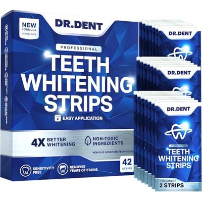 DrDent Tiras de blanqueamiento dental profesionales, 21 aplicaciones, seguro para el esmalte dental, sin sensibilidad al dolor, tiras profesionales para blanquear los dientes, 42 tiras + abridor de DrDent Tiras de blanqueamiento dental profesionales, 21 aplicaciones, seguro para el esmalte dental, sin sensibilidad al dolor, tiras profesionales para blanquear los dientes, 42 tiras + abridor de