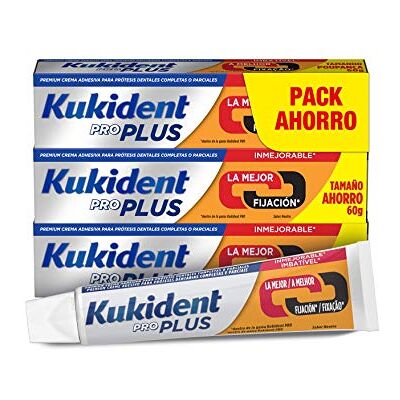 Kukident Plus Doble Acción Adhesivo para prótesis dentales, Pack de 3 Kukident Plus Doble Acción Adhesivo para prótesis dentales, Pack de 3