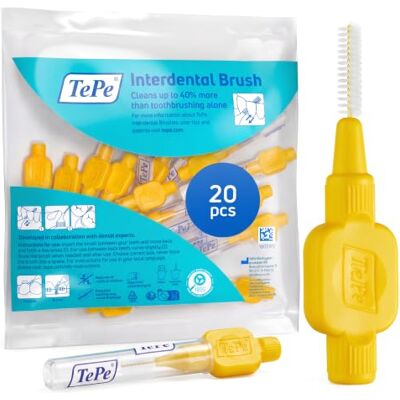 Cepillo interdental TEPE Original - Cepillos entre dientes 20 Uds, Amarillo Cepillo interdental TEPE Original - Cepillos entre dientes 20 Uds, Amarillo