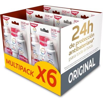 Colgate Total Original, Pasta Dientes, Pack 6x3x20ml Dentífrico con dúo zinc y arginina, Protección antibacteriana 24h, Cuidado completo de la boca, Combate caries, placa y sarro Colgate Total Original, Pasta Dientes, Pack 6x3x20ml Dentífrico con dúo zinc y arginina, Protección antibacteriana 24h, Cuidado completo de la boca, Combate caries, placa y sarro