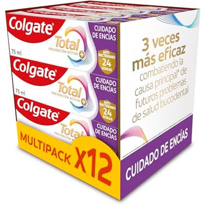 Colgate Total Advanced Encías Sanas y Sensibilidad, Pasta de dientes, 12 Udsx75ml, Protege las zonas sensibles de los dientes, Ayuda a prevenir problemas de encías, 24h de defensa antibacteriana Colgate Total Advanced Encías Sanas y Sensibilidad, Pasta de dientes, 12 Udsx75ml, Protege las zonas sensibles de los dientes, Ayuda a prevenir problemas de encías, 24h de defensa antibacteriana