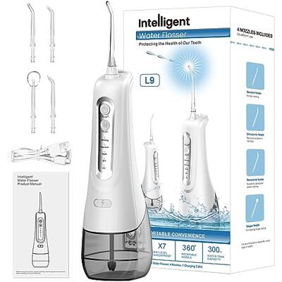 HOHAOO Irrigador bucal inalámbrico, 4 modos de limpieza, 4 puntas de chorro, IPX7, resistente al agua y recargable por USB, limpiador dental eléctrico para viajes y hogar, ortodoncia, cuidado dental HOHAOO Irrigador bucal inalámbrico, 4 modos de limpieza, 4 puntas de chorro, IPX7, resistente al agua y recargable por USB, limpiador dental eléctrico para viajes y hogar, ortodoncia, cuidado dental