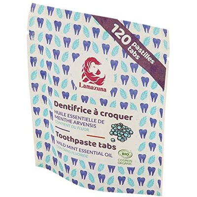 Lamazuna Dentifrice en pastilles à croquer Huile essentielle de menthe arvensis sachet de 120 pastilles Lamazuna Dentifrice en pastilles à croquer Huile essentielle de menthe arvensis sachet de 120 pastilles