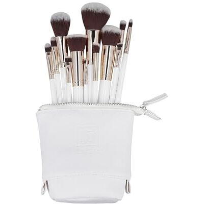 ILU Set de 12 Pinceles de Maquillaje Kabuki Para Rostro Ojos y Labios Estuche Elegante Cosméticos Veganos Aplicación Precisa y Difuminado Calidad Sintética Organización Portátil ILU Set de 12 Pinceles de Maquillaje Kabuki Para Rostro Ojos y Labios Estuche Elegante Cosméticos Veganos Aplicación Precisa y Difuminado Calidad Sintética Organización Portátil