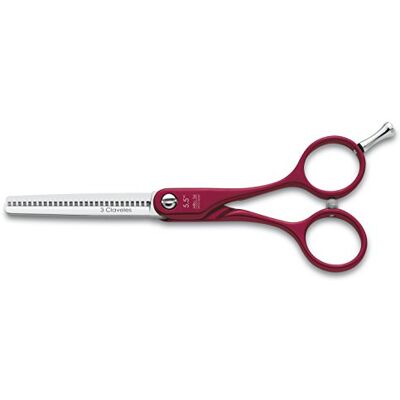 3 Claveles Duraluminio Tijera De Peluquería Esculpir Rojo 5.5", 28 Dientes, Filo Suave, Acero Inox, Mango Ligero, 48 g, 13.97 cm (Paquete de 1) 3 Claveles Duraluminio Tijera De Peluquería Esculpir Rojo 5.5", 28 Dientes, Filo Suave, Acero Inox, Mango Ligero, 48 g, 13.97 cm (Paquete de 1)