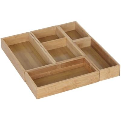 Relaxdays set 5 pz. insertos para cajón, organizador universal para cubiertos, maquillaje, joyas, bolígrafos, bambú Relaxdays set 5 pz. insertos para cajón, organizador universal para cubiertos, maquillaje, joyas, bolígrafos, bambú