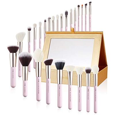 Jessup Juego de brochas de maquillaje profesional, brochas de maquillaje para sombra de ojos, mezcla de polvo, base, colorete, corrector, 25 piezas con caja de almacenamiento de cosméticos, Blushing Jessup Juego de brochas de maquillaje profesional, brochas de maquillaje para sombra de ojos, mezcla de polvo, base, colorete, corrector, 25 piezas con caja de almacenamiento de cosméticos, Blushing