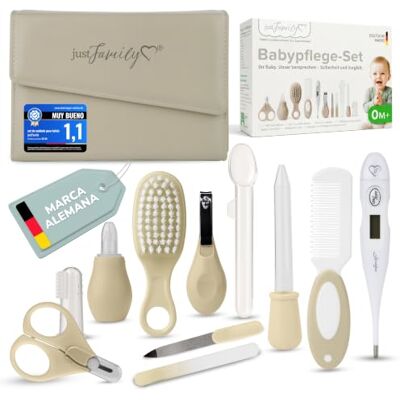 TPFFamily Set Cuidado Bebé (Beige) – Kit higiene bebe de 11 piezas – Kit bebe recien nacido con tijeras de uñas, termómetro, cepillo y más – Ideal como equipo básico para recién nacidos TPFFamily Set Cuidado Bebé (Beige) – Kit higiene bebe de 11 piezas – Kit bebe recien nacido con tijeras de uñas, termómetro, cepillo y más – Ideal como equipo básico para recién nacidos