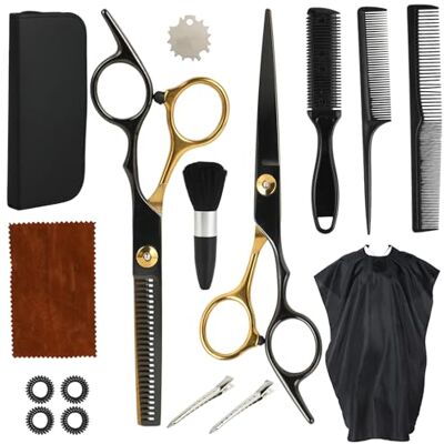 RMIVEGLIA Set Tijeras Peluqueria Profesional 16 Piezas – Tijeras Pelo 6,7" de Acero 440C, Tijeras Cortar Pelo y Tijeras Barberia – Barberia Accesorios para Mujer, Hombre y Niños RMIVEGLIA Set Tijeras Peluqueria Profesional 16 Piezas – Tijeras Pelo 6,7" de Acero 440C, Tijeras Cortar Pelo y Tijeras Barberia – Barberia Accesorios para Mujer, Hombre y Niños