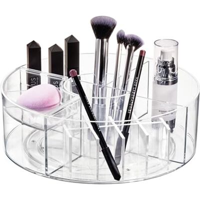 InterDesign iDesign Organizador de maquillaje giratorio, caja organizadora personalizable de la colección exclusiva de Sarah Tanno, caja de plástico para productos de belleza, transparente InterDesign iDesign Organizador de maquillaje giratorio, caja organizadora personalizable de la colección exclusiva de Sarah Tanno, caja de plástico para productos de belleza, transparente