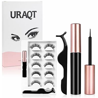 URAQT Pestañas Postizas Magneticas, 5 Pare, con Delineador Ojos y Pinzas Reutilizables, Impermeables, Pestañas Postizas Naturales 3D Aspecto Natural y Larga Duración URAQT Pestañas Postizas Magneticas, 5 Pare, con Delineador Ojos y Pinzas Reutilizables, Impermeables, Pestañas Postizas Naturales 3D Aspecto Natural y Larga Duración