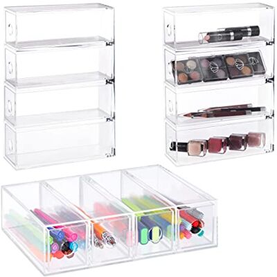 Relaxdays Organizador Maquillaje Acrílico, 6x25x17,5cm, Vertical, Horizontal, Cosméticos, Material Oficina, Transparente Relaxdays Organizador Maquillaje Acrílico, 6x25x17,5cm, Vertical, Horizontal, Cosméticos, Material Oficina, Transparente